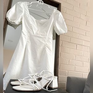 off white dress from altar'd state, and Steven maiden summer sandals size 7